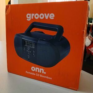 onn. Portable CD Boombox with Digital FM Radio Black